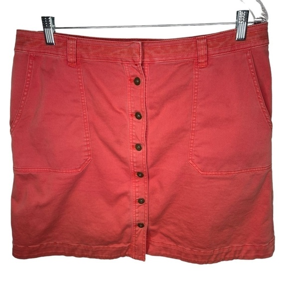 Anthropologie Pilcro & The Letterpress Coral Pink A-Line Button Down Skirt Sz 14 - Picture 4 of 15